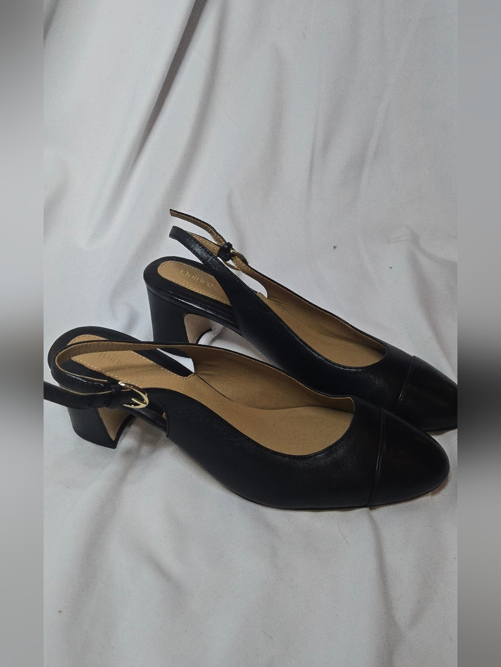 NWOT Quince Italian Black Leather 65MM Cap Toe Slingback Pump Women's 7 - Picture 5 of 12